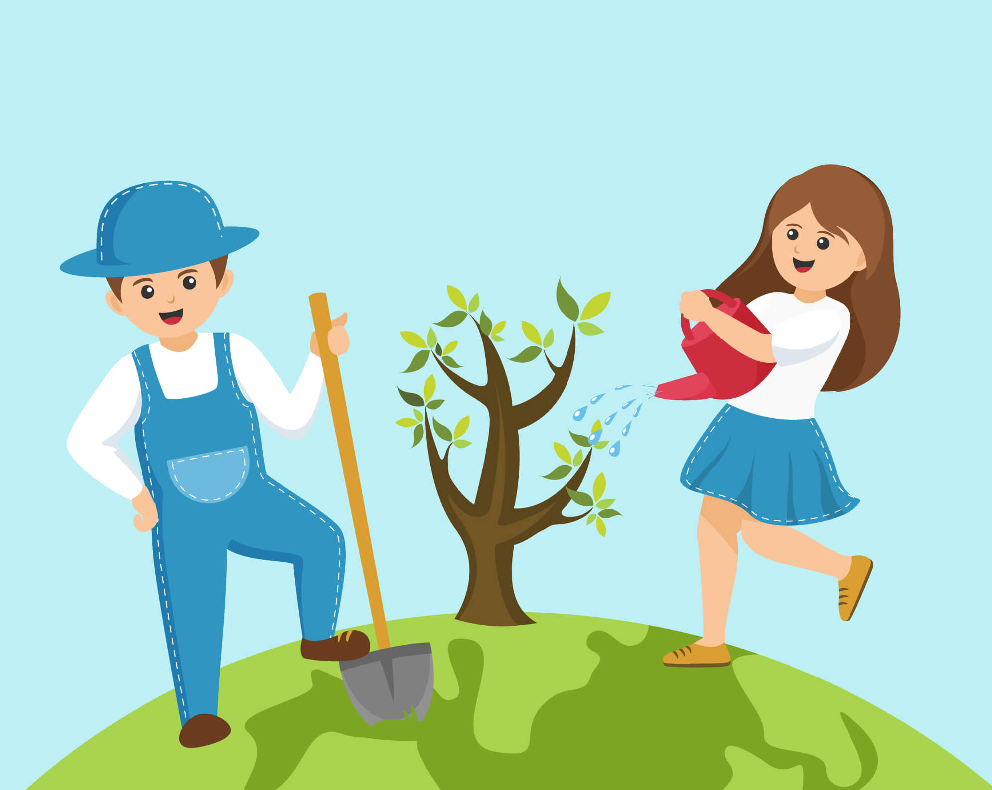 Девочка сажает дерево рисунок. Семья сажает дерево рисунок. Мальчик сажает дерево рисунок. Рисунок гуашью семья сажает деревья.